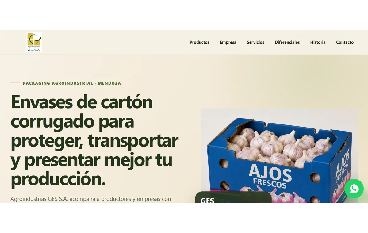 Captura del sitio agroindustriasges.com.ar
